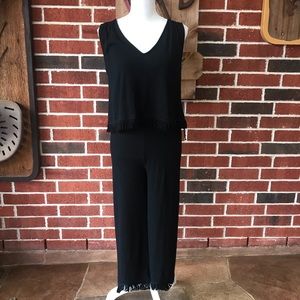 2 Piece Black Top & Pants with Fringe